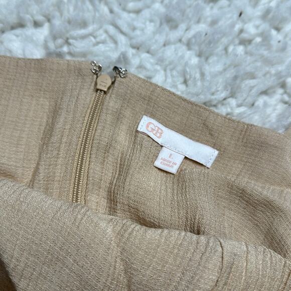 GB Beige Ruffle Wrap Mini Dress Muslin Material Tank Dress Sundress Neutral - Picture 3 of 7